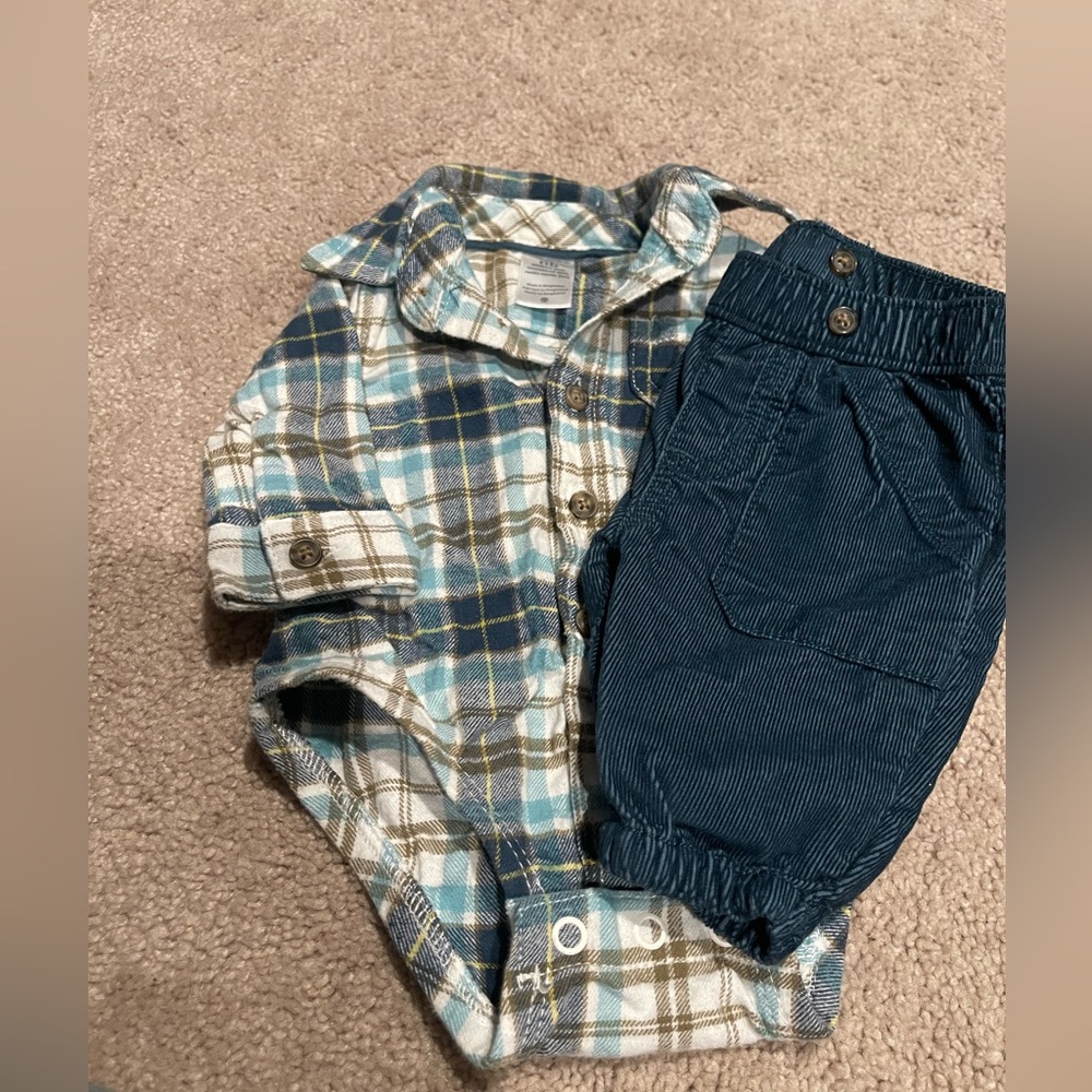 Carter's Plaid Onesie and Blue Pants Set